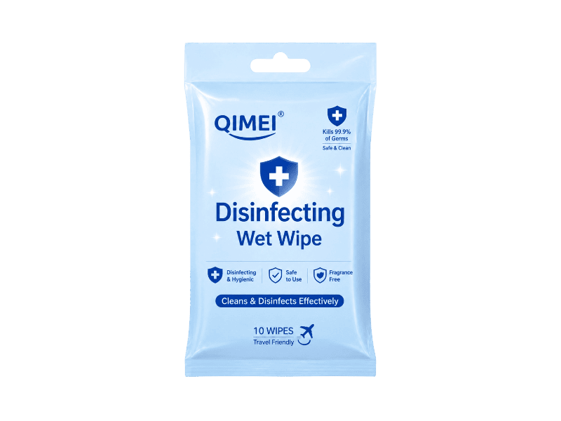 disinfecting wet wipe with euro hole